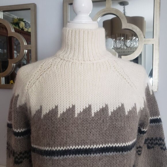Zara Made in Italy Oversize Chunky Nordic Alpaca Llama Wool Turtleneck Sweater M - Picture 4 of 12